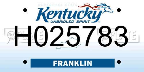 H025783 Kentucky License Plate