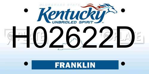 H02622D Kentucky License Plate