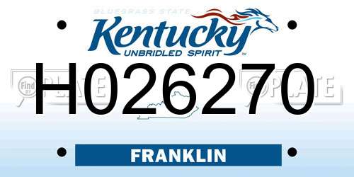 H026270 Kentucky License Plate