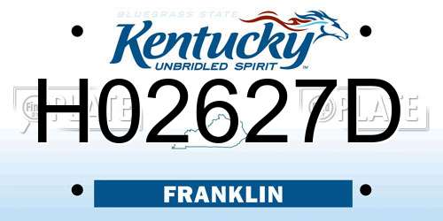 H02627D Kentucky License Plate