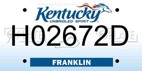 H02672D Kentucky License Plate