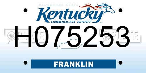 H075253 Kentucky License Plate