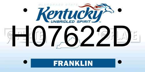 H07622D Kentucky License Plate