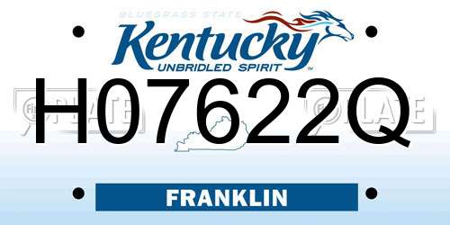 H07622Q Kentucky License Plate