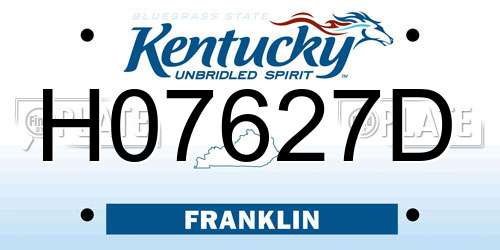 H07627D Kentucky License Plate