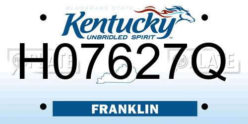 H07627Q Kentucky License Plate