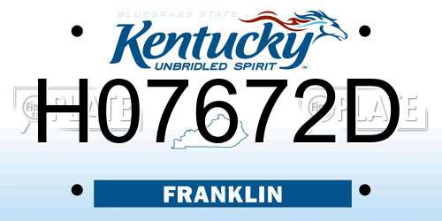 H07672D Kentucky License Plate