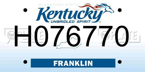 H076770 Kentucky License Plate