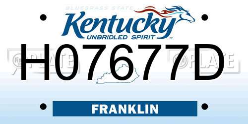 H07677D Kentucky License Plate