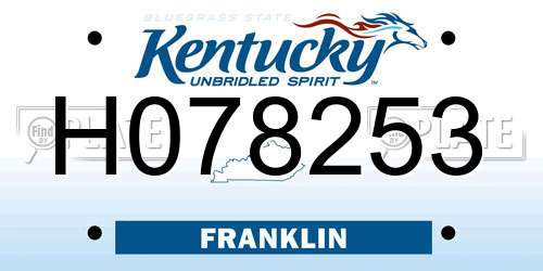 H078253 Kentucky License Plate