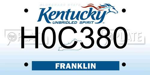 H0C380 Kentucky License Plate