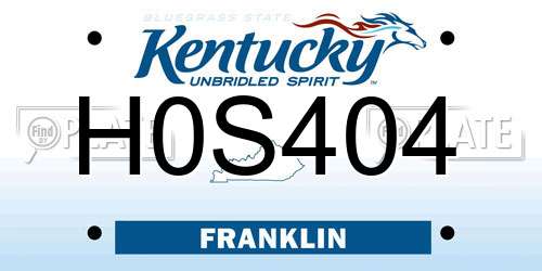 H0S404 Kentucky License Plate