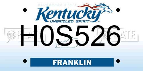 H0S526 Kentucky License Plate