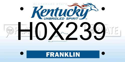 H0X239 Kentucky License Plate