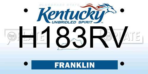 H183RV Kentucky License Plate
