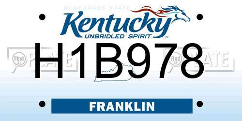 H1B978 Kentucky License Plate