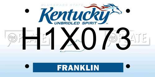 H1X073 Kentucky License Plate