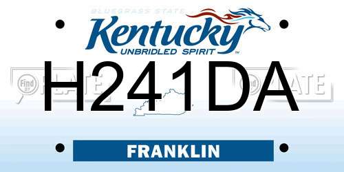 H241DA Kentucky License Plate