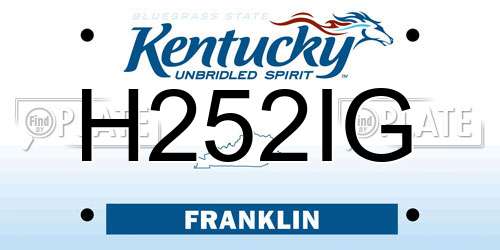 H252IG Kentucky License Plate