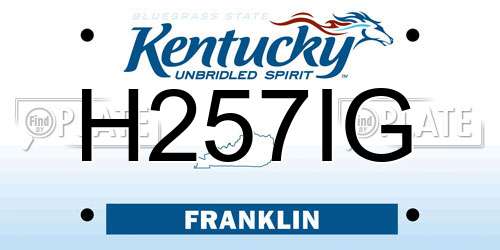 H257IG Kentucky License Plate