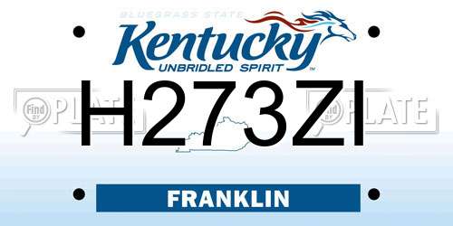 H273ZI Kentucky License Plate