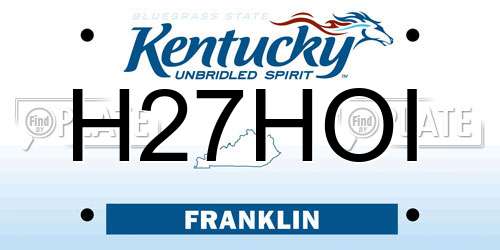 H27HOI Kentucky License Plate
