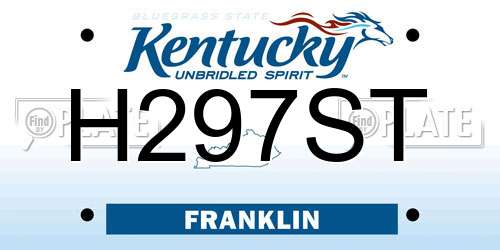 H297ST Kentucky License Plate