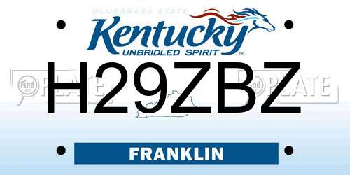 H29ZBZ Kentucky License Plate