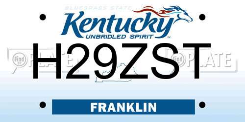 H29ZST Kentucky License Plate