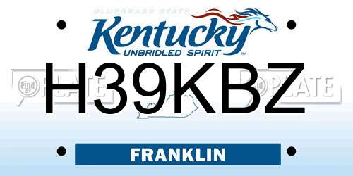 H39KBZ Kentucky License Plate