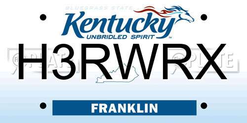 H3RWRX Kentucky License Plate