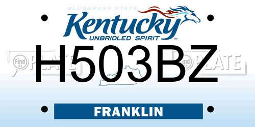 H503BZ Kentucky License Plate