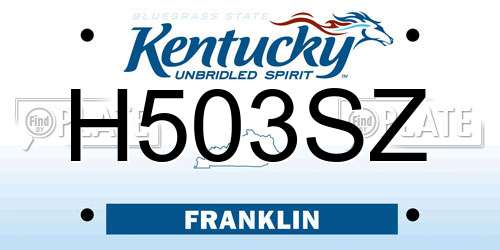 H503SZ Kentucky License Plate