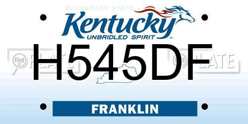 H545DF Kentucky License Plate