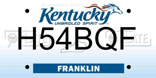 H54BQF Kentucky License Plate