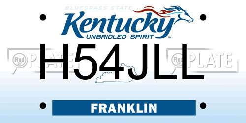 H54JLL Kentucky License Plate