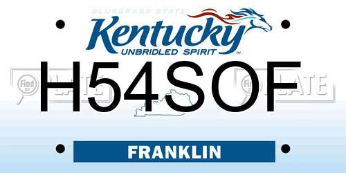 H54SOF Kentucky License Plate