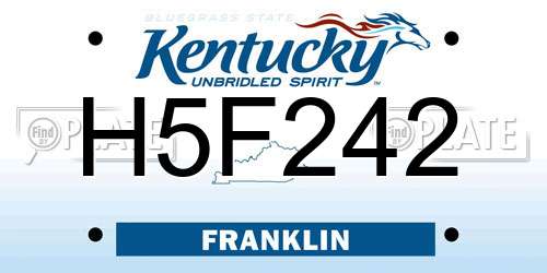 H5F242 Kentucky License Plate