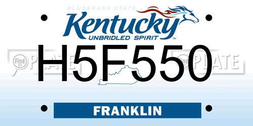 H5F550 Kentucky License Plate