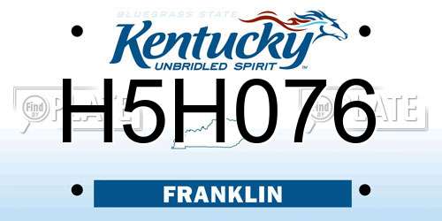H5H076 Kentucky License Plate