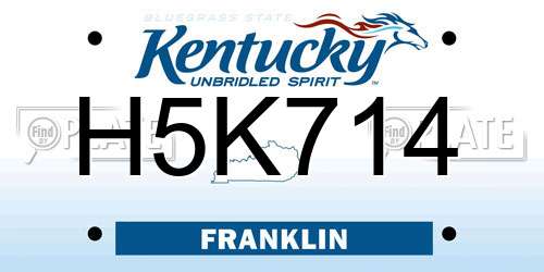 H5K714 Kentucky License Plate