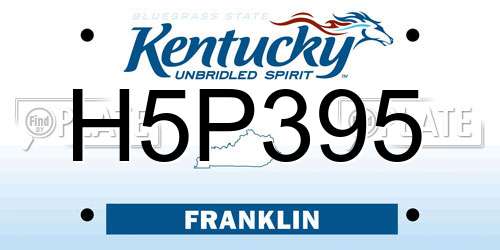 H5P395 Kentucky License Plate