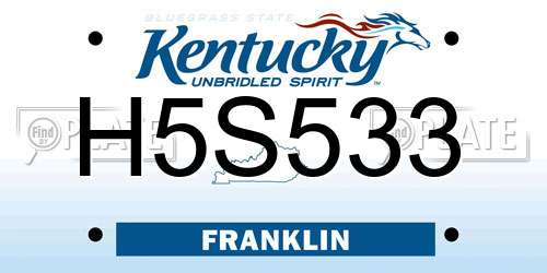 H5S533 Kentucky License Plate