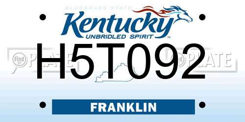 H5T092 Kentucky License Plate