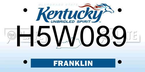 H5W089 Kentucky License Plate