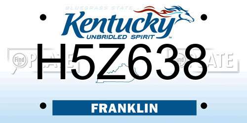 H5Z638 Kentucky License Plate