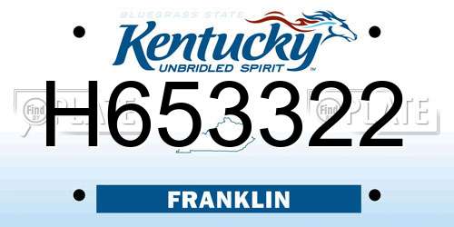 H653322 Kentucky License Plate