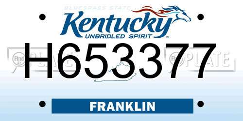 H653377 Kentucky License Plate