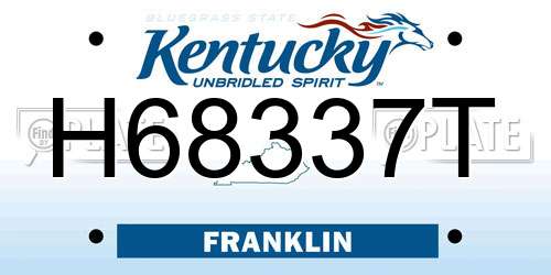 H68337T Kentucky License Plate