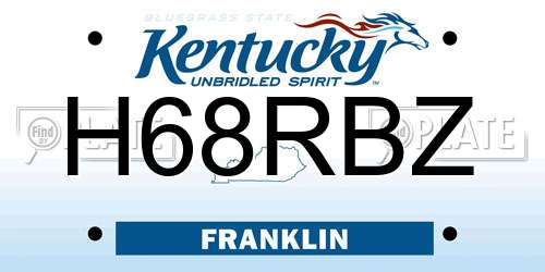 H68RBZ Kentucky License Plate